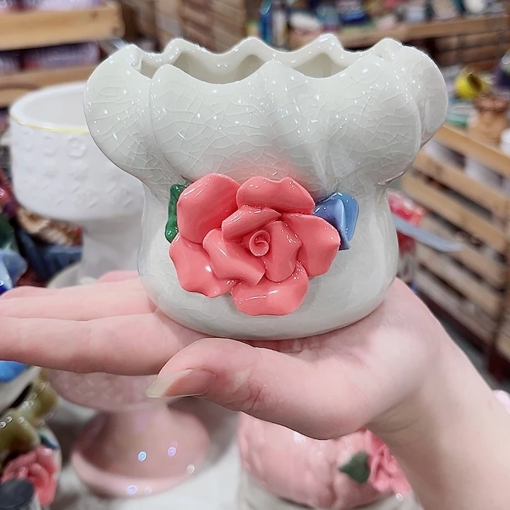 有孔.凑单10元陶瓷花盆发货！