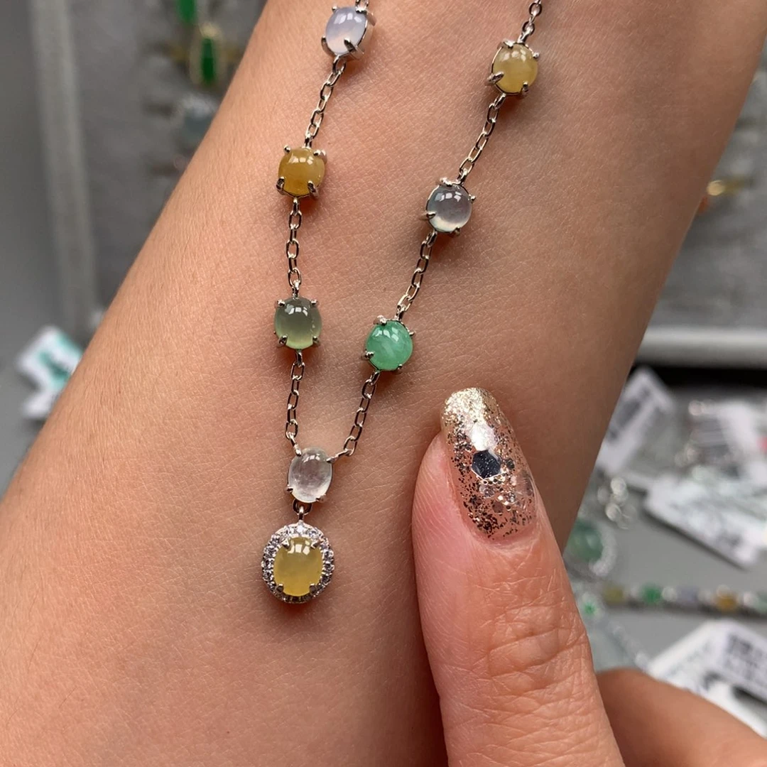 翡翠银S925镶嵌戒指项链