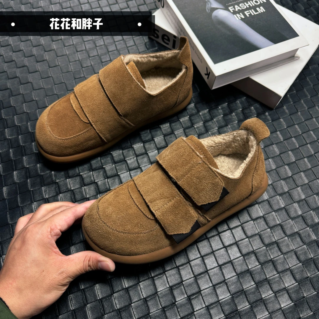真皮时尚潮鞋软底加绒保暖鞋S3075-2驼色