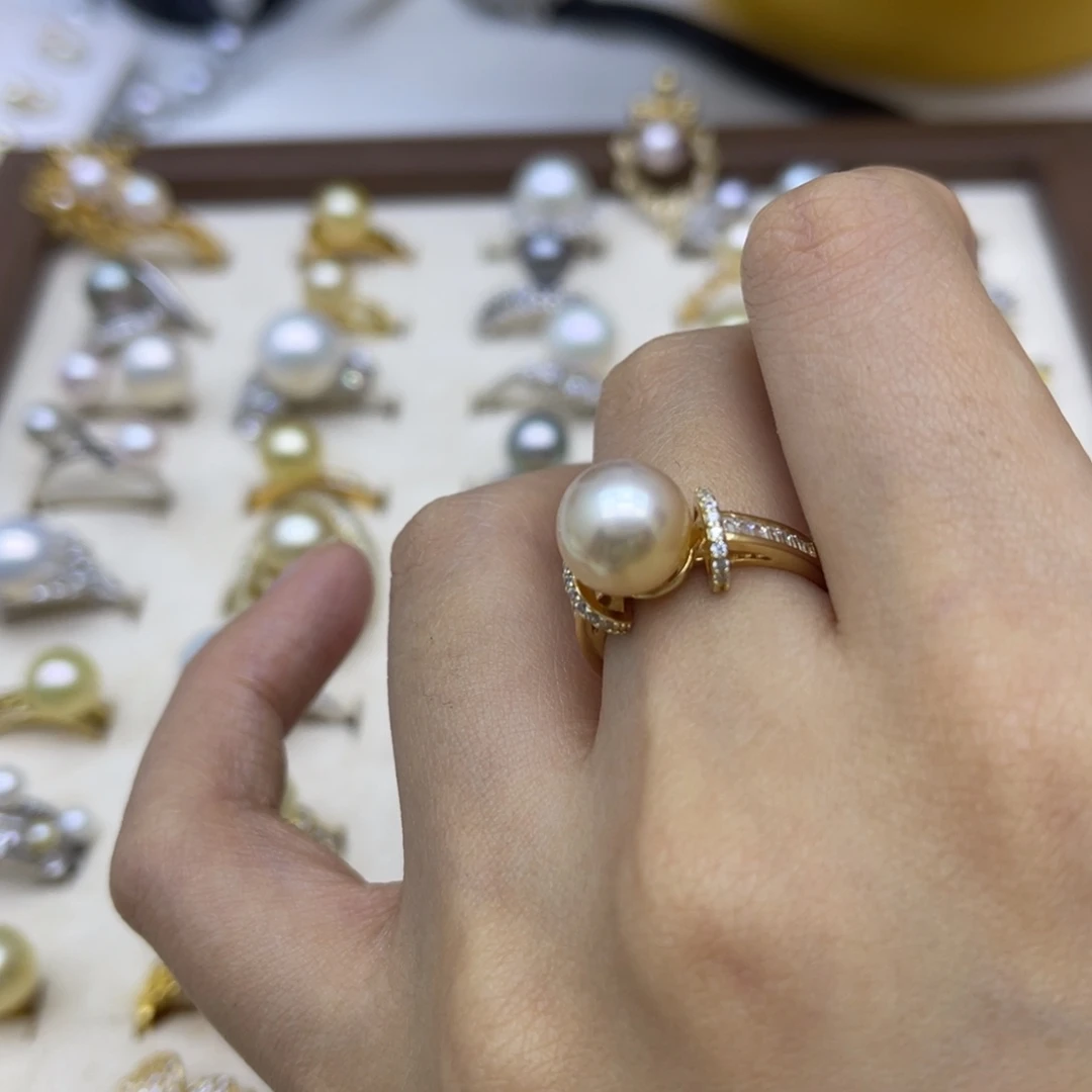 海水珍珠戒圈银S925镶嵌