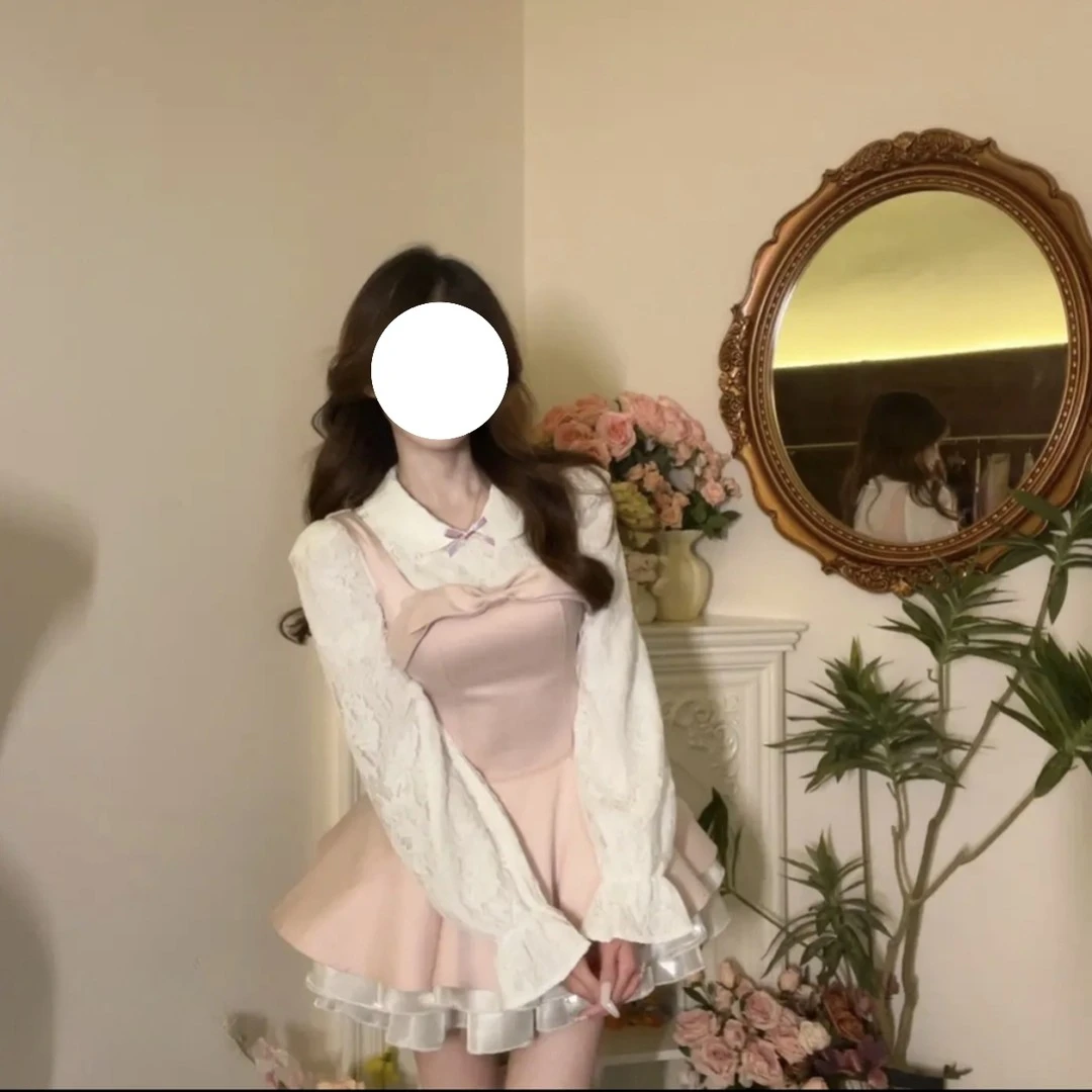 富家千金风吊带连衣裙收腰高级感秋季内搭裙拼接网纱蓬蓬裙
