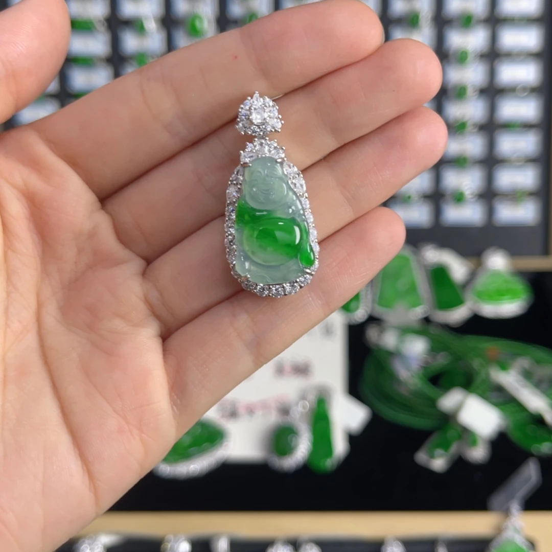 银S925镶嵌戒指翡翠翡翠吊坠