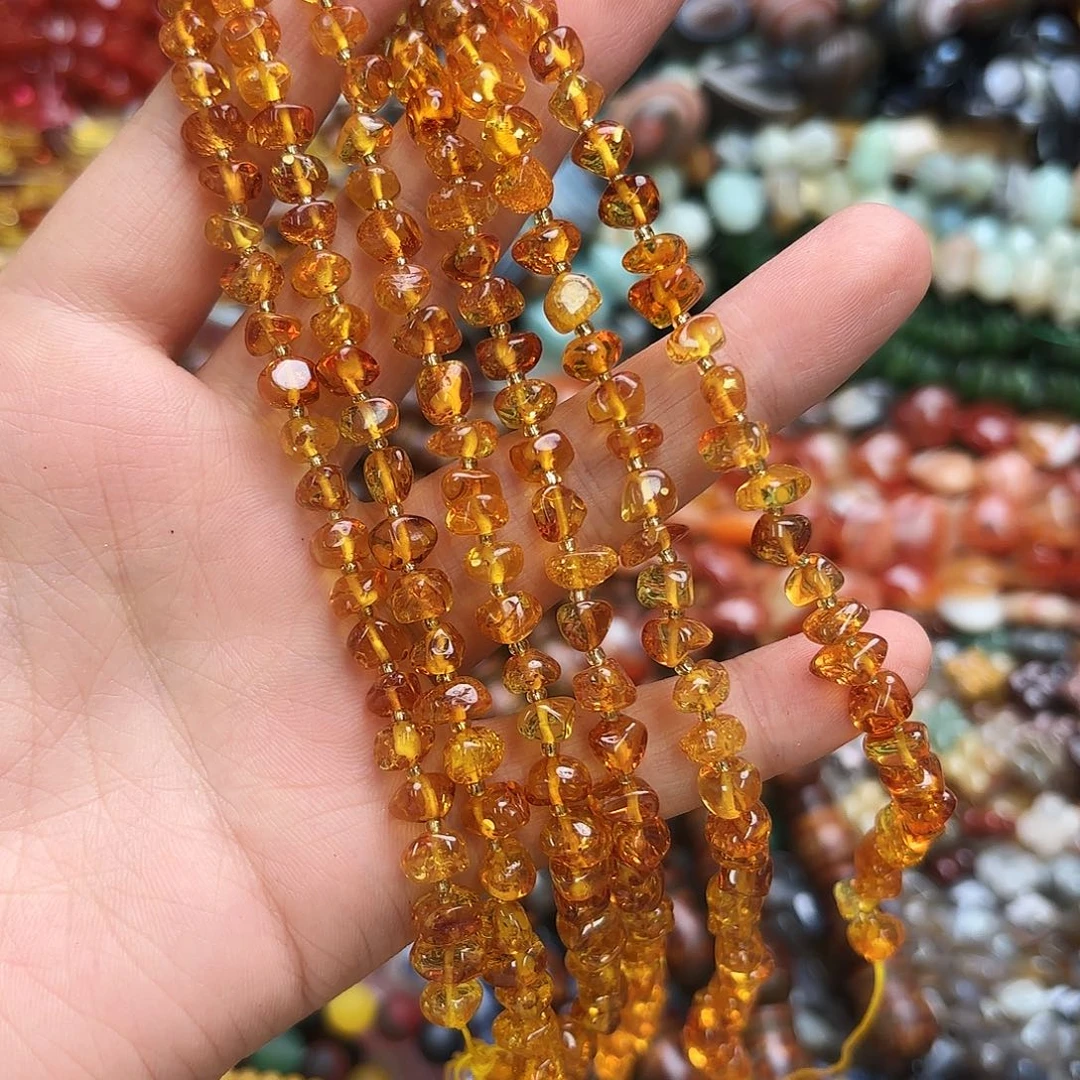 玛瑙/玉髓未镶嵌珠宝半成品卡7-8琥珀蜜蜡糖豆一条