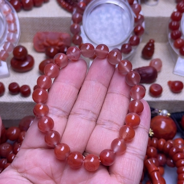 南红玛瑙未镶嵌手链冰飘花9 M