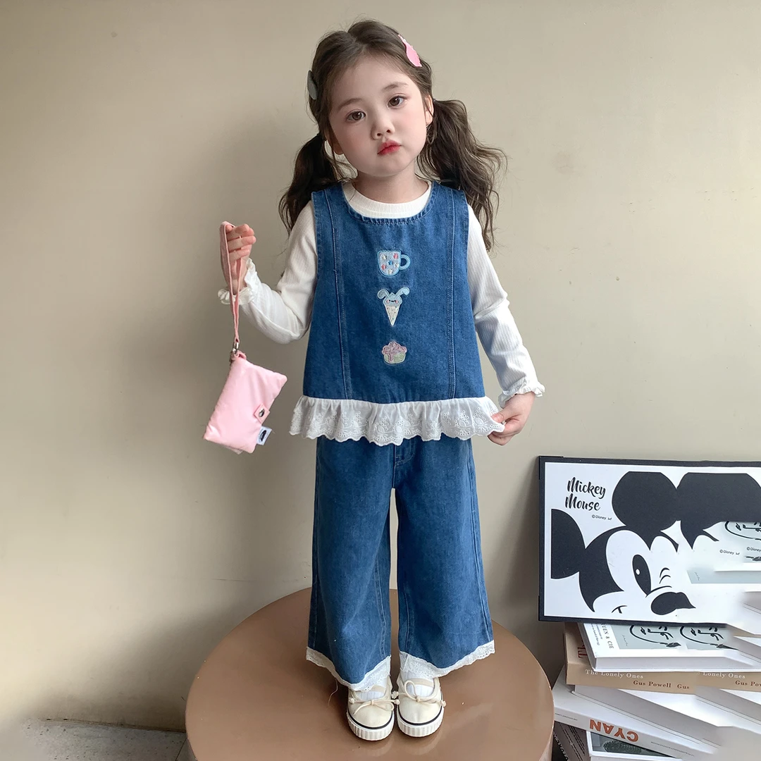 女童秋装套装2025新款小女孩洋气时髦潮衣女宝宝秋季牛仔裤三件套