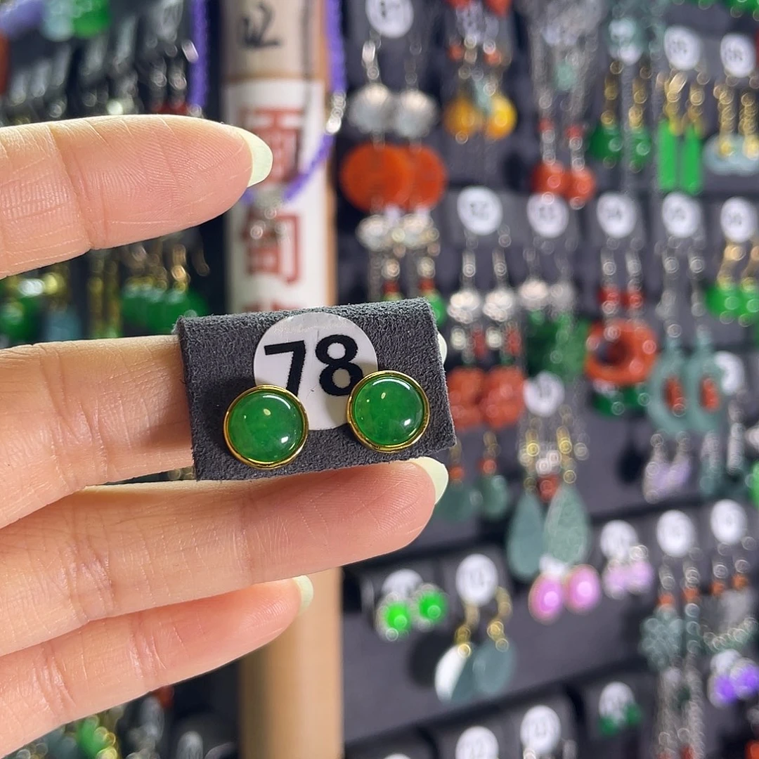 翡翠银S925镶嵌耳饰78