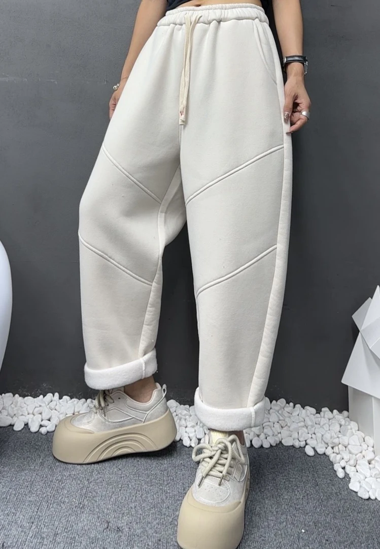 81611冬季加绒加厚哈伦裤女宽松显瘦时尚百搭休闲裤