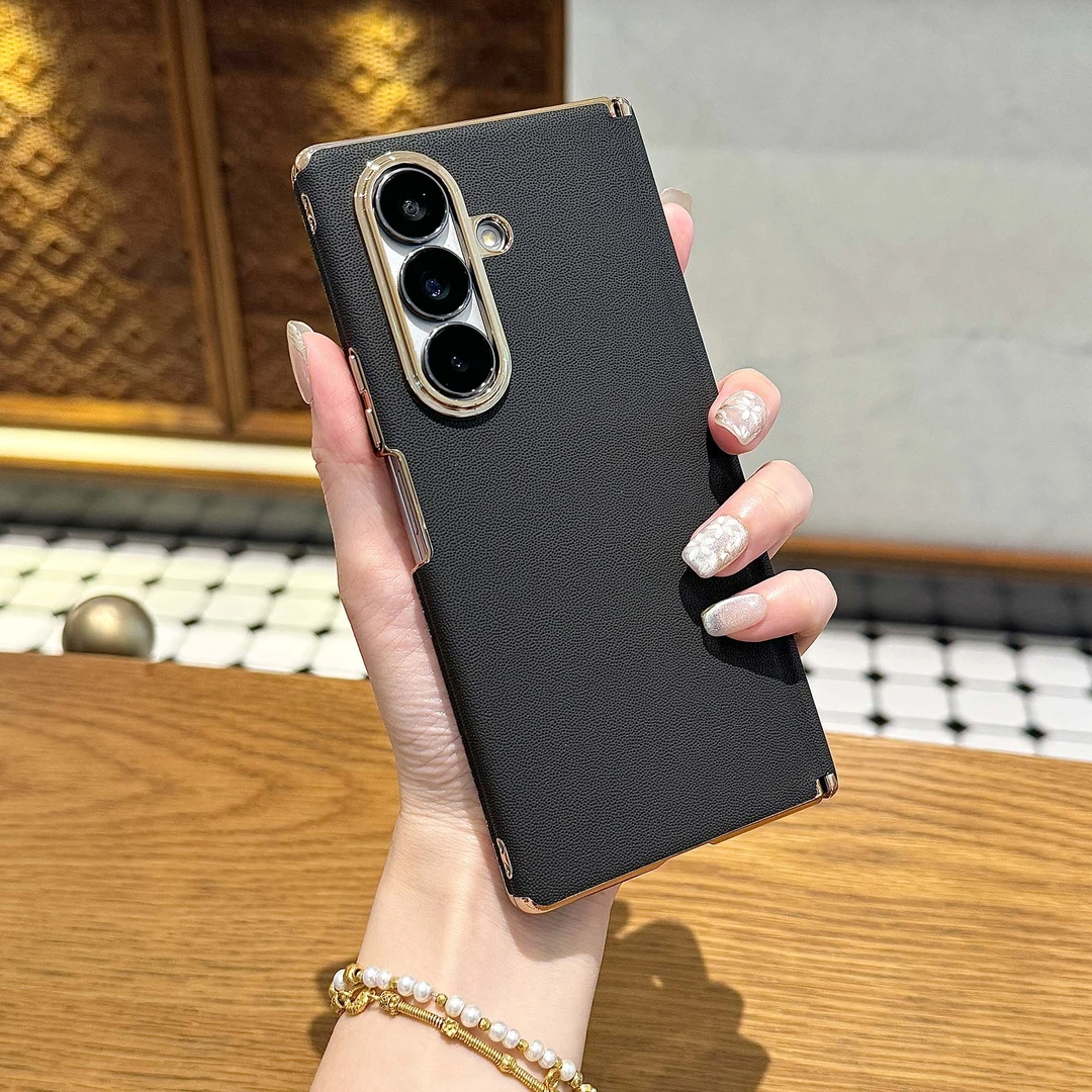 适用三星Fold7真皮全包双中轴支持无线充电手机壳头层牛皮FOLD7壳