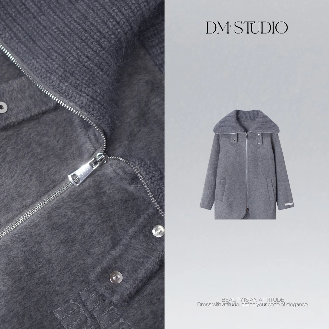 DEDM•STUDIO/静奢减龄时尚拉链羊驼毛+羊毛外套2510MNWT/ACZ25732