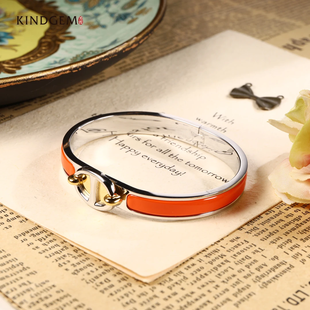 铜合金珐琅手链 橙色经典简约时尚个性精致气质手链手镯C-28771