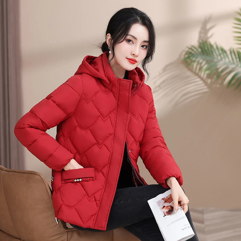 热款连帽短款棉服女士2025冬季新款国风设计感小个子保暖棉衣防寒