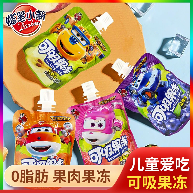 蜡笔小新可吸果冻680g袋装吸吸零食儿童果味超级飞侠大袋果冻批发