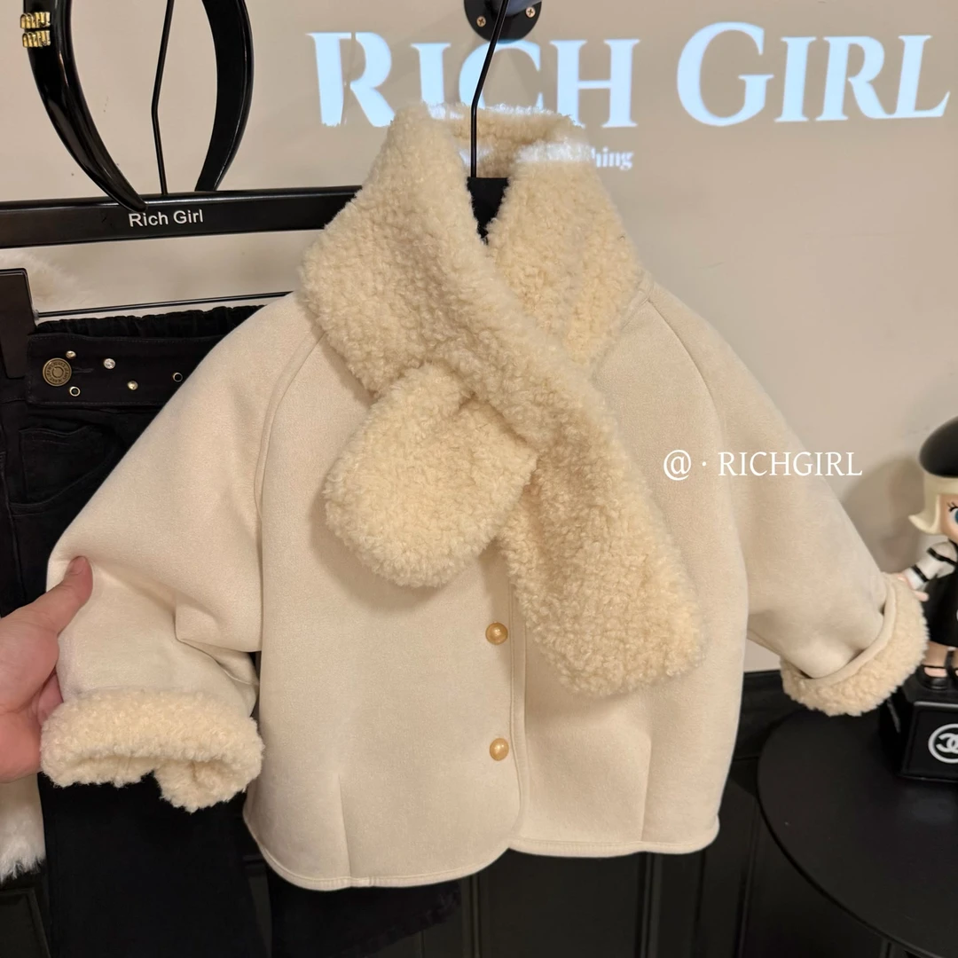 【Richgirl定制】奶酥小赫本·女童冬季戴围脖加厚外套