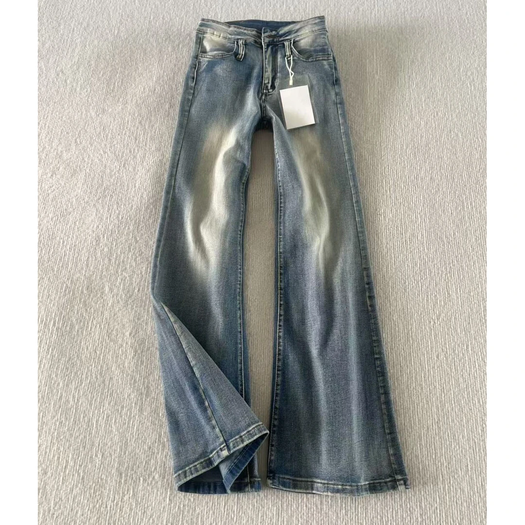 高个子复古水洗低腰微喇牛仔裤女秋冬新款显瘦休闲宽松垂感直筒裤