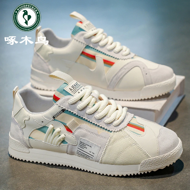 啄木鸟男鞋2025夏款网面透气软底阿甘鞋青年德训鞋韩版运动休闲鞋