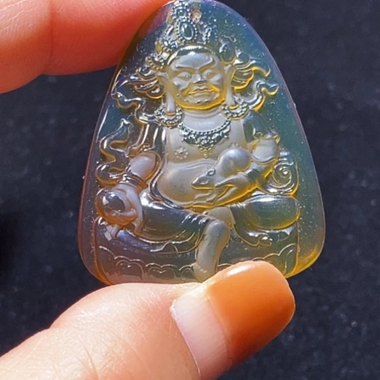 琥珀画琥珀未镶嵌黄财神