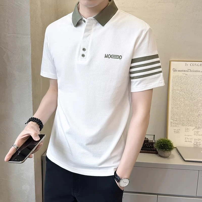 姆尔丘顿MERCUTON新款短袖t恤男士夏季潮流修身POLO衫男装半袖