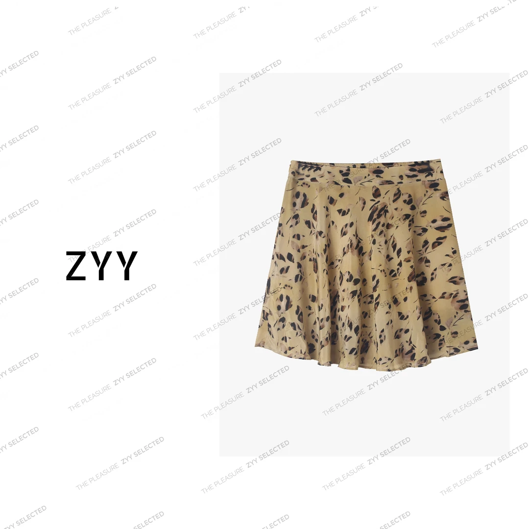ZYY【热带风情】2025S/S新品法式撞色高腰碎花裙A字短裙X25XDQ02540