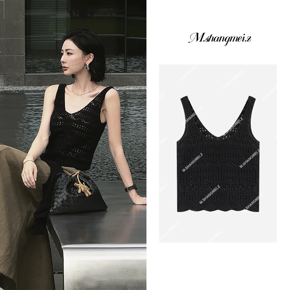 M.SHANGMEI.Z/沐熙美大哥重工编织通勤针织吊带背心X062591