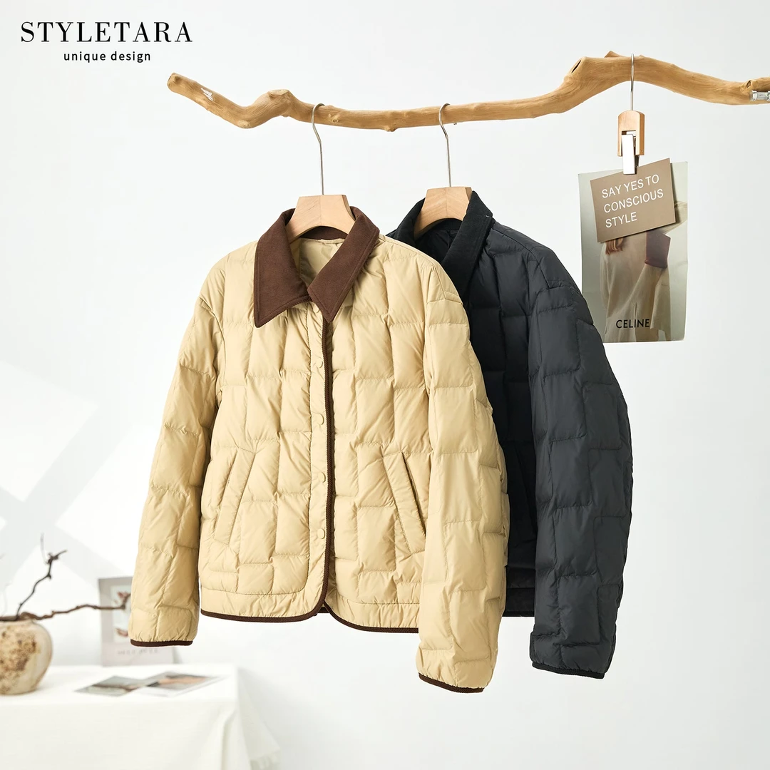 *冬季女士间格仔轻薄羽绒服13343