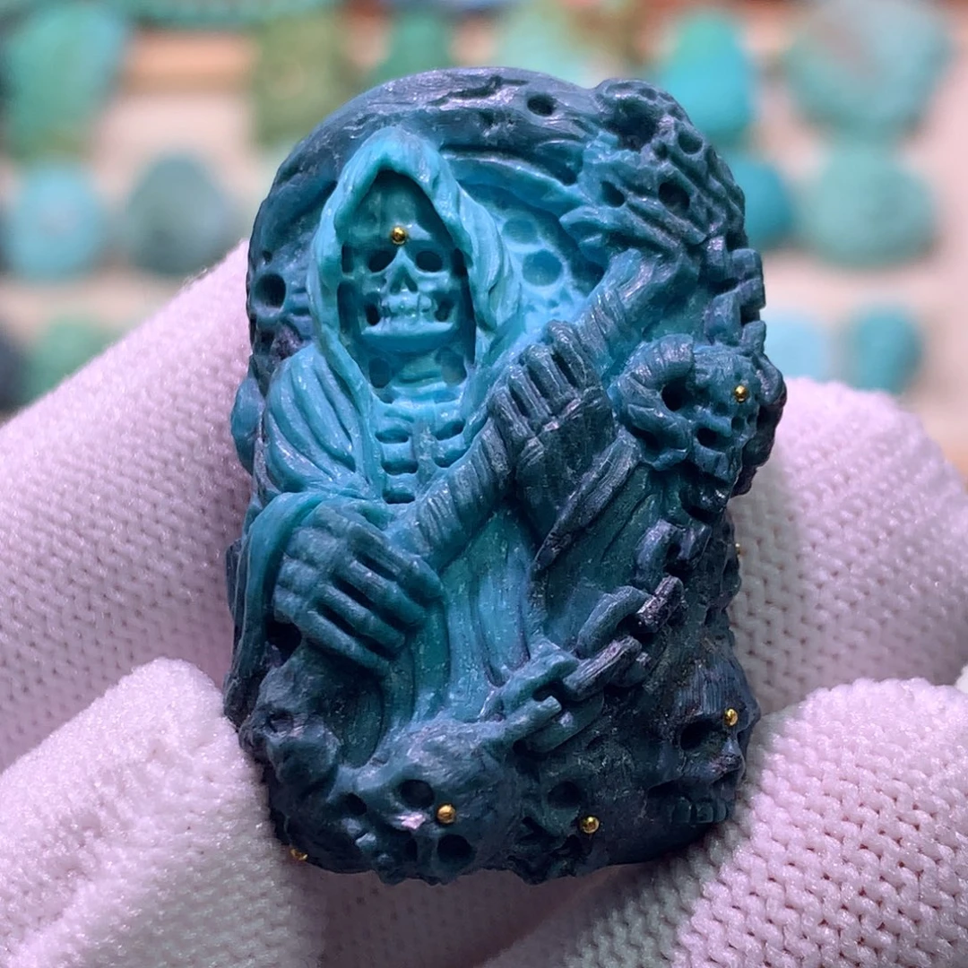 绿松石珠宝奇石未镶嵌骷髅
