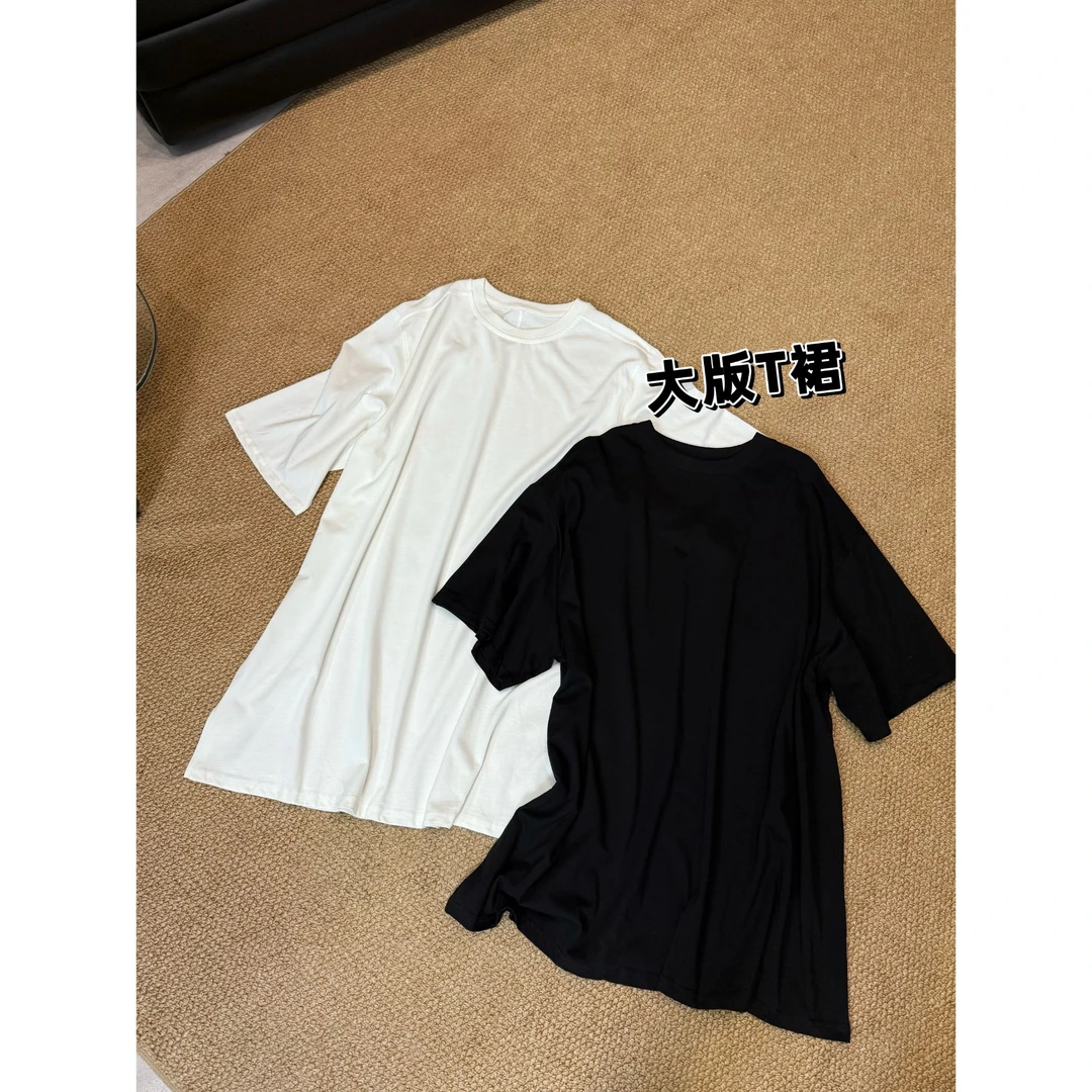 2025夏款新品【设计感 简约百搭侧开叉圆领T恤裙】