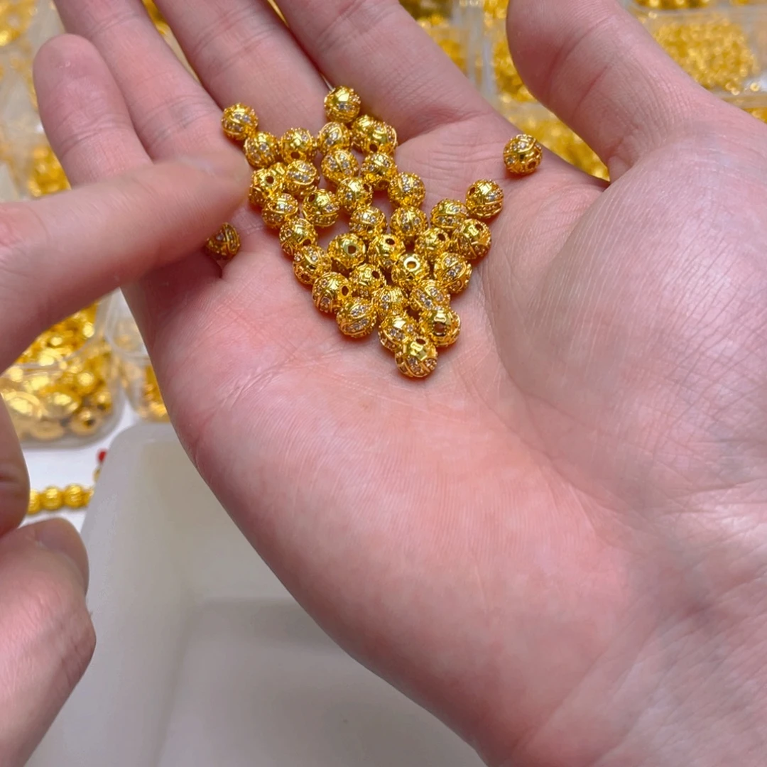 锆石铜合金镶嵌珠珠7mm2颗