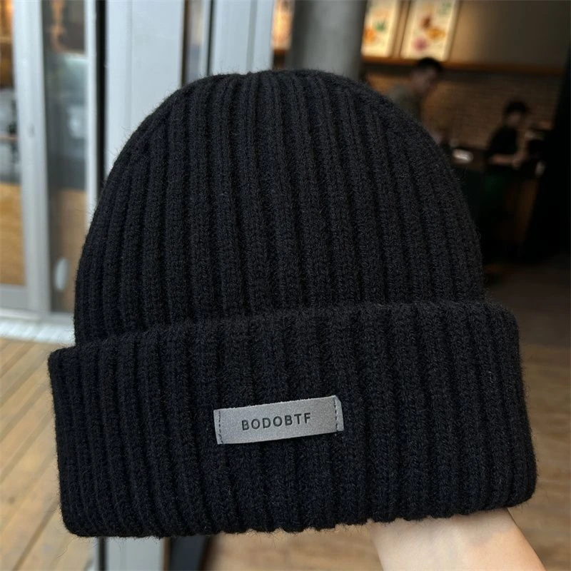 2025新大头围款秋冬季针织帽子男百搭街头护耳保暖帽子毛线帽女