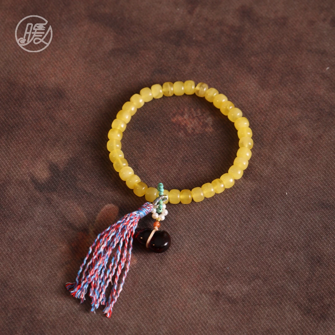 单圈老型珠蜜蜡手串搭配葫芦编绳吊坠手链E6917多样性发一