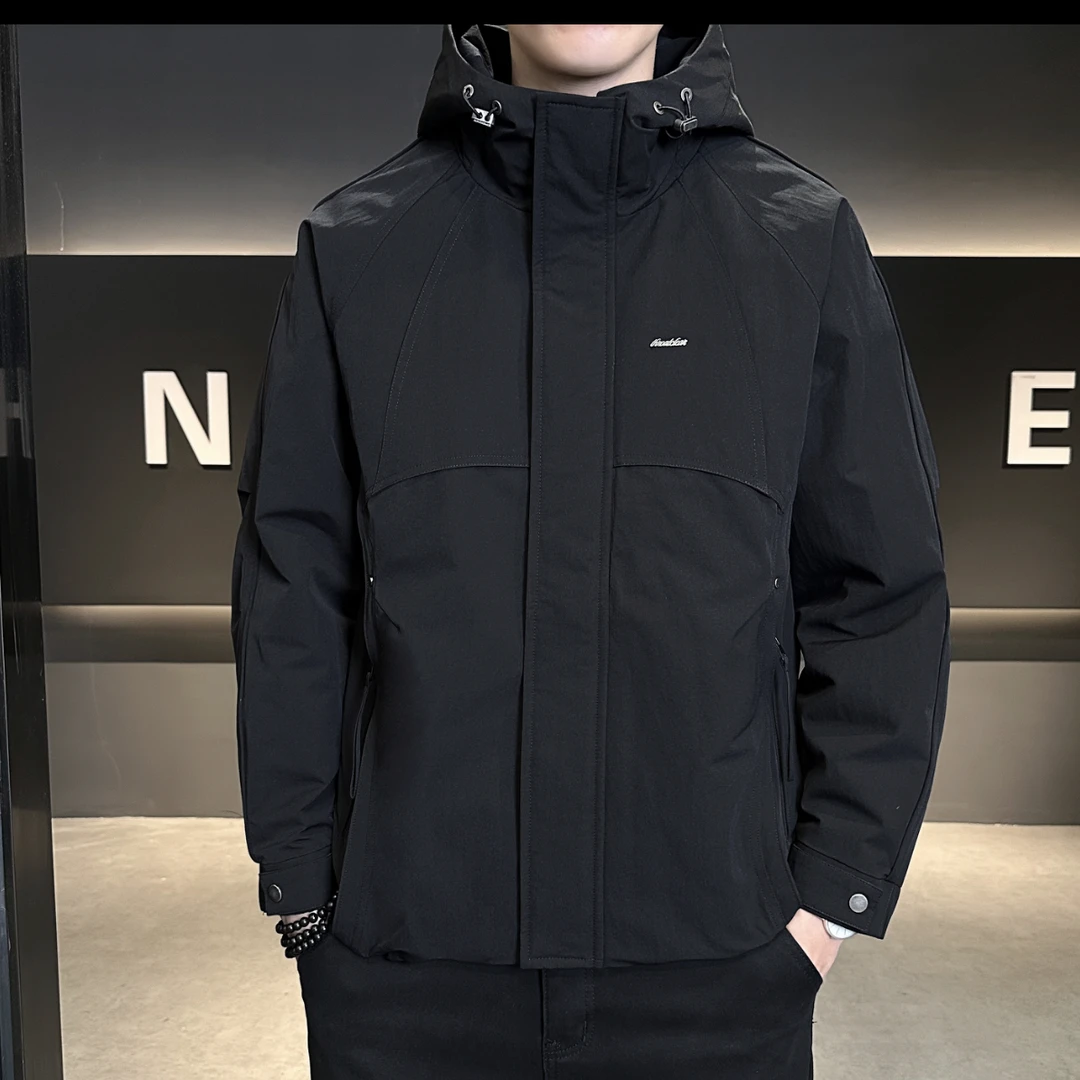 乔迪服装【835男士潮流加棉连帽夹克】2025新款秋冬保暖潮流外套