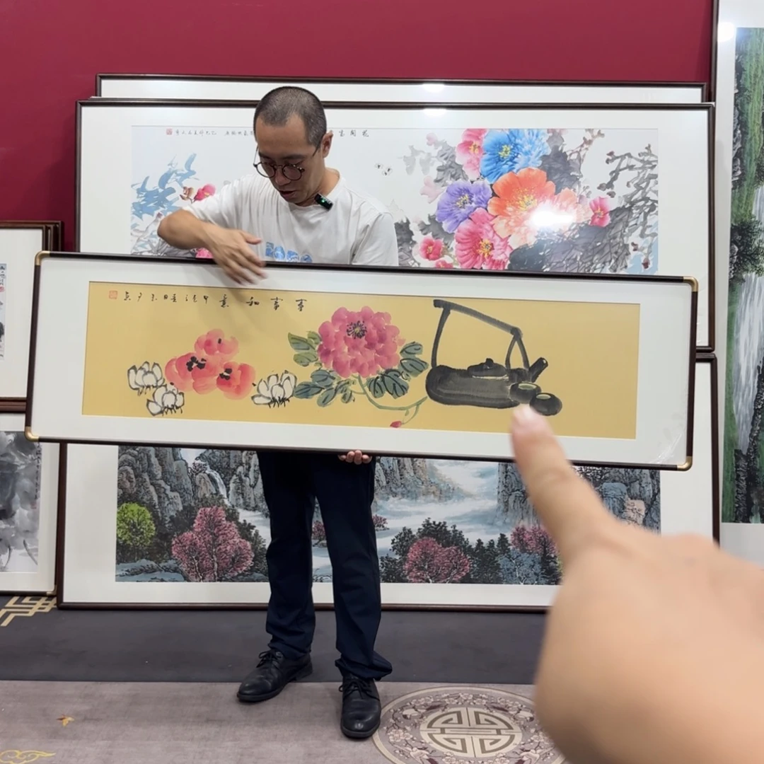 国画手绘作品带框160/45