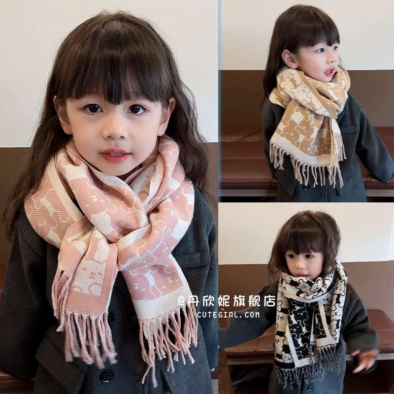 2025年秋冬新款儿童围巾女宝宝卡通保暖围脖女童防风学生护脖披巾