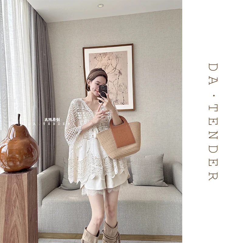 DA·Tender【镂空美学钩花上衣】夏季时尚气质甜美减龄设计感