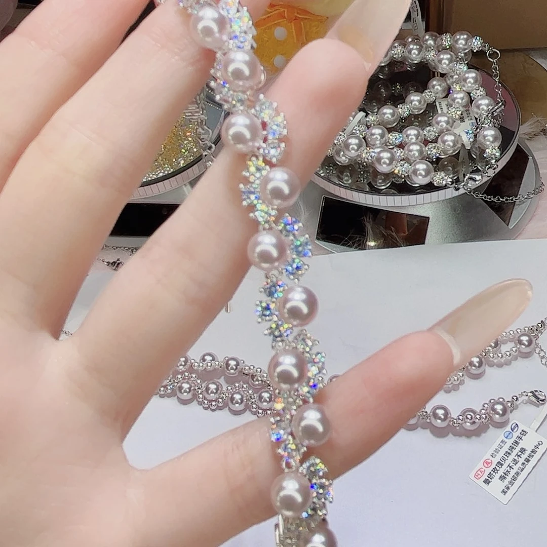 合成碳硅石非金属粉色手链