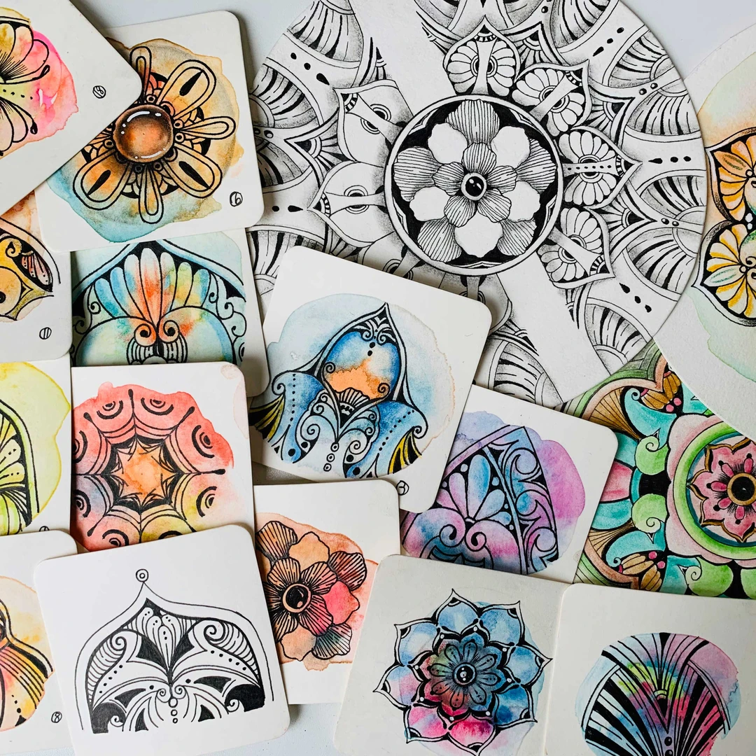 【曼陀罗原创】手绘小图和创意示范大作品有讲解