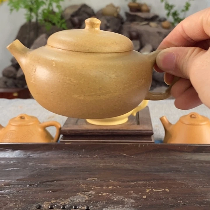 紫砂茶壶黄金段柿圆150左右的容量半手制作