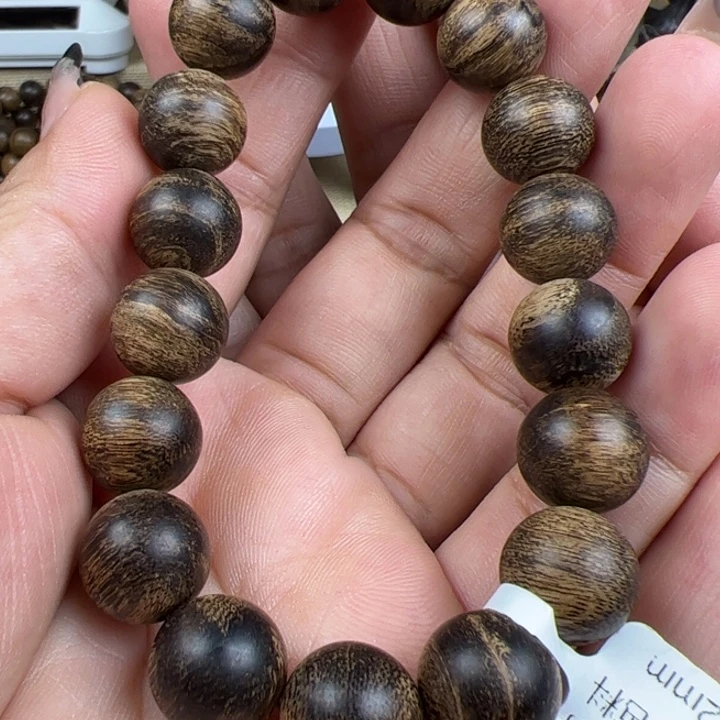 人***₄沉香手串越南芽庄白棋满虎纹瘤疤