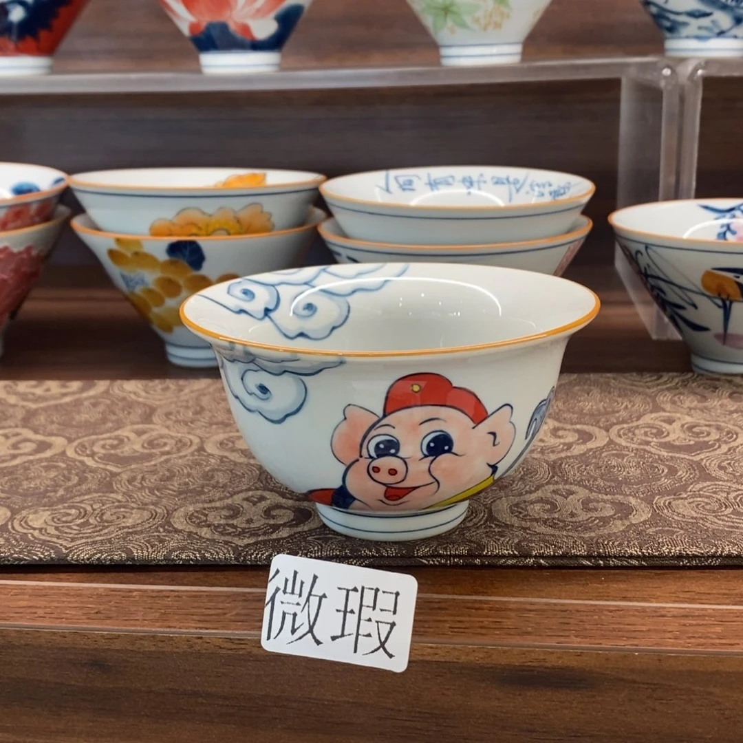 釉下彩老陶泥手工绘制