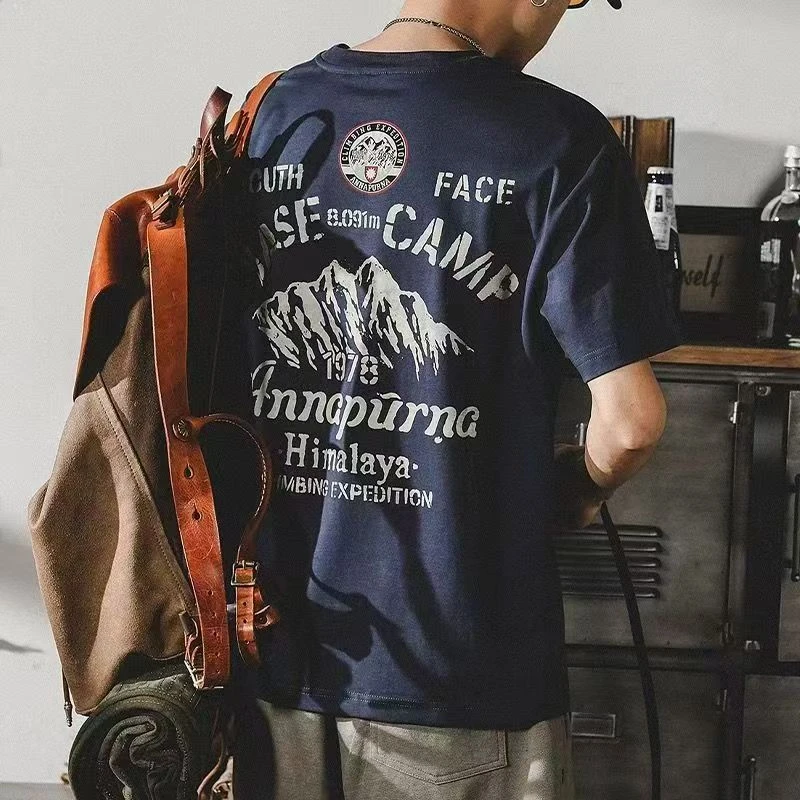 美式重磅短袖T恤男款2025新款潮流潮牌纯棉痞帅高街短袖夏季男生