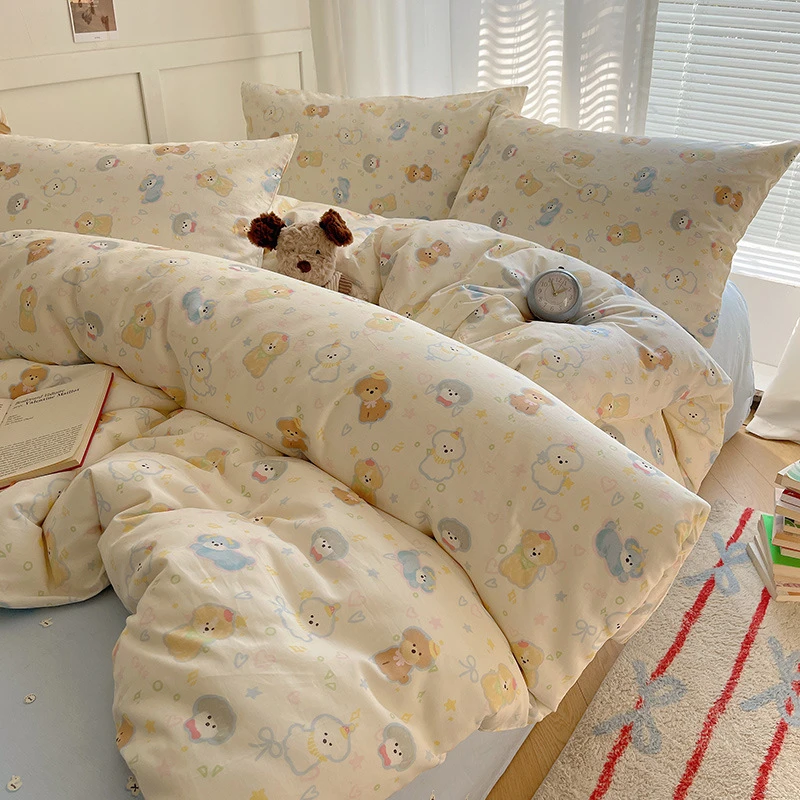 新款纯棉全棉可爱小清新被套床单四件套学生宿舍三件套床上用品款