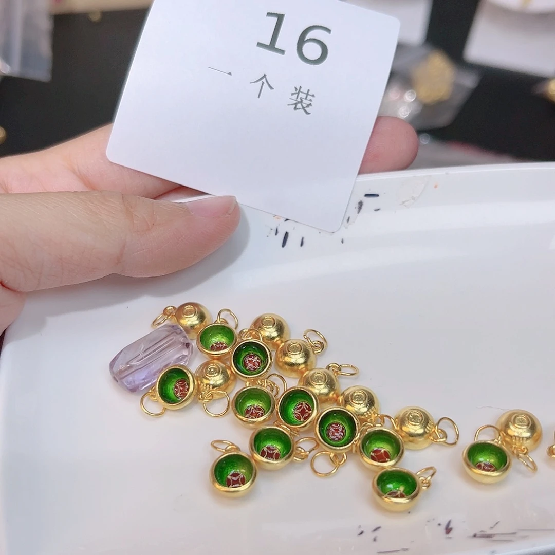 紫晶珠宝半成品银S925镀金镶嵌16