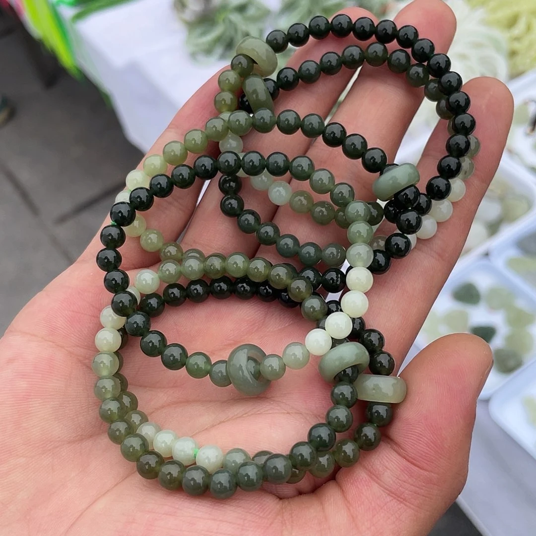 和田玉手镯未镶嵌高品质巨漏渐变手串卡6多样性发货拍一发一