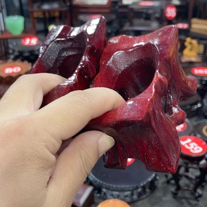 琉璃手工艺品红木底座工艺品2个