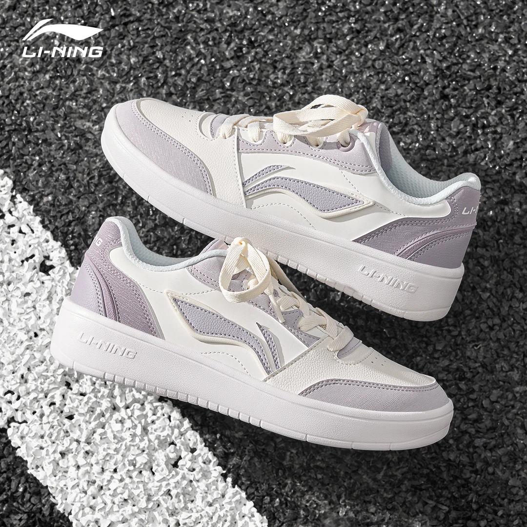 李宁元宝v3女鞋板鞋2025夏季软弹板鞋淡紫ins风学生百搭休闲鞋