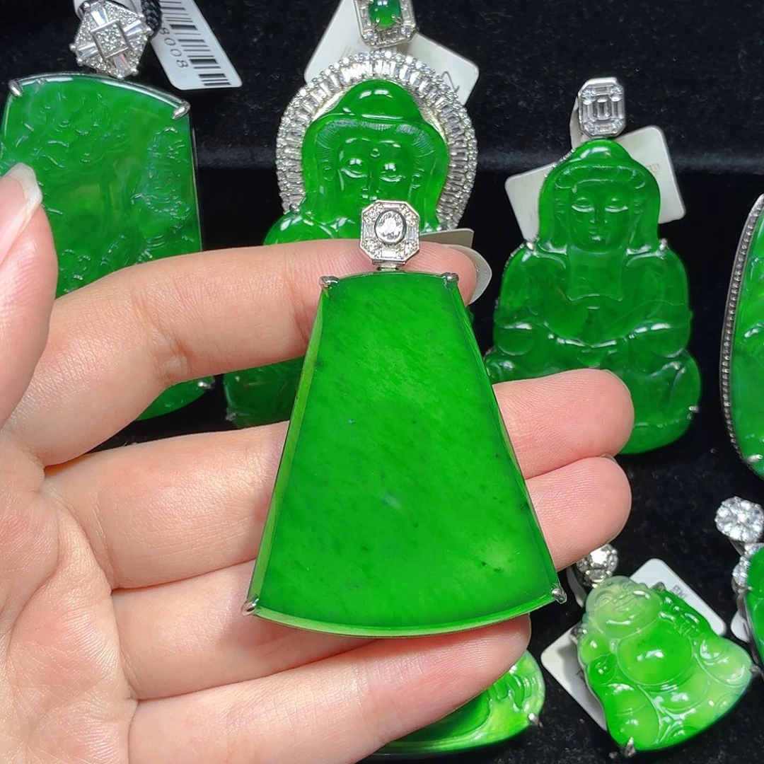 翡翠银S925镶嵌颈饰天然A货翡翠