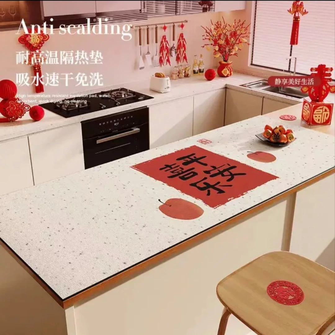 F6新年硅藻泥厨房免洗台面沥水垫吸水速干满铺吧台餐桌隔热防烫