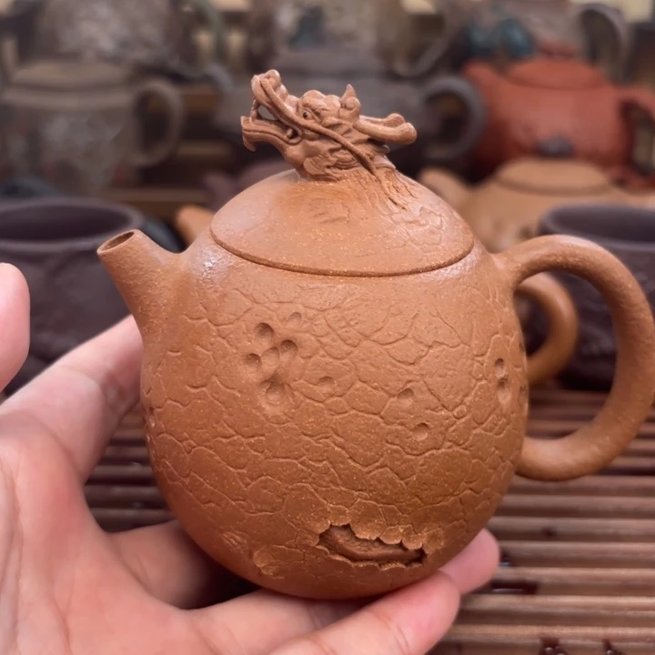 紫砂茶壶龙蛋原矿黄降坡200c
