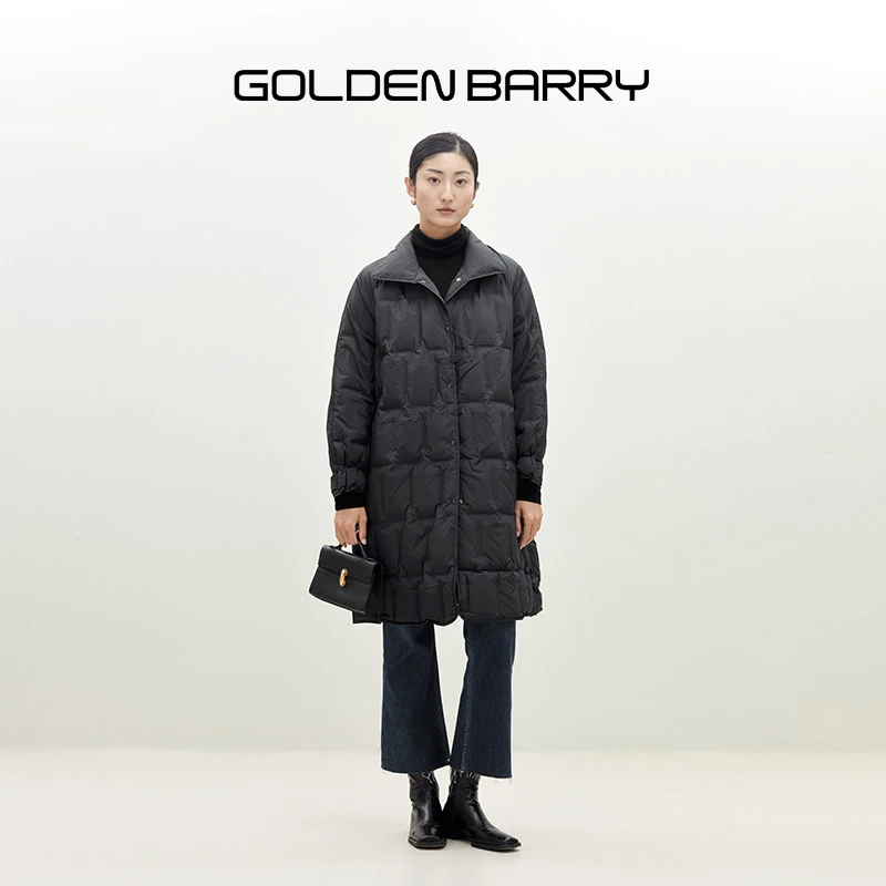 GOLDENBARRY|132037设计师休闲立领气质中长款轻奢时尚冬季羽绒服