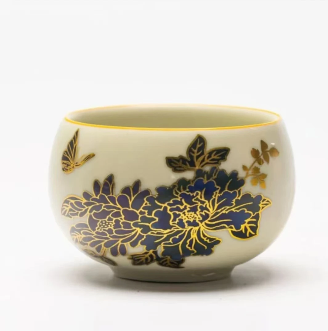 怡山堂汝窑变色蝶恋花禅定杯-501