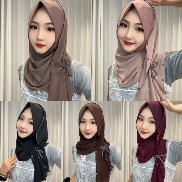 春夏新设计高级风蝴蝶软帽沿套头绕巾